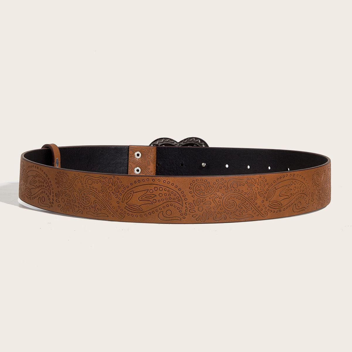 Whoelsale PU Brown Textured Niche Needle Buckle Waistband